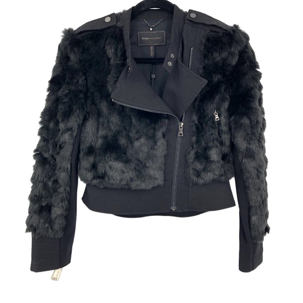 BCBGMaxAzria Black Fur  Utility Jacket | Perfect for Any Occasion